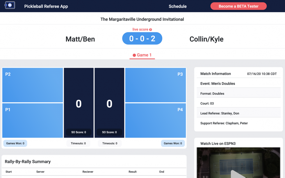 Pickleball Referee App KEYSYS.IO